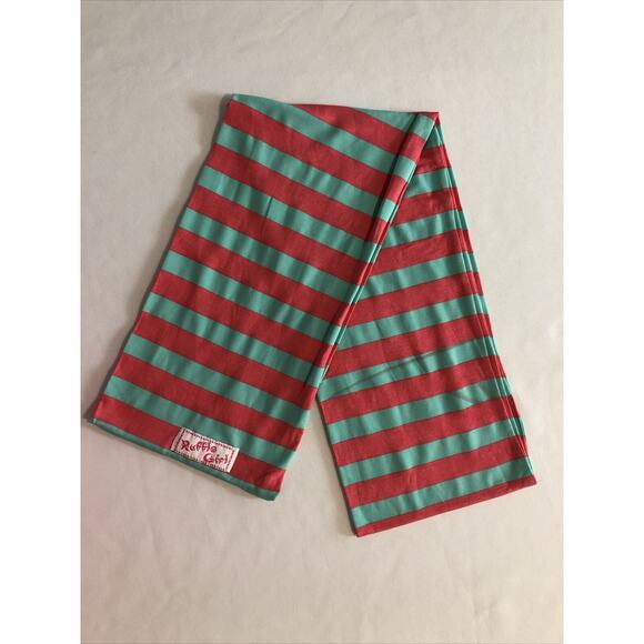 Ruffle Girl Infinity Scarf Kid's Fashion Scarf Pink & Green Stripe Stretch Soft - Picture 7 of 10